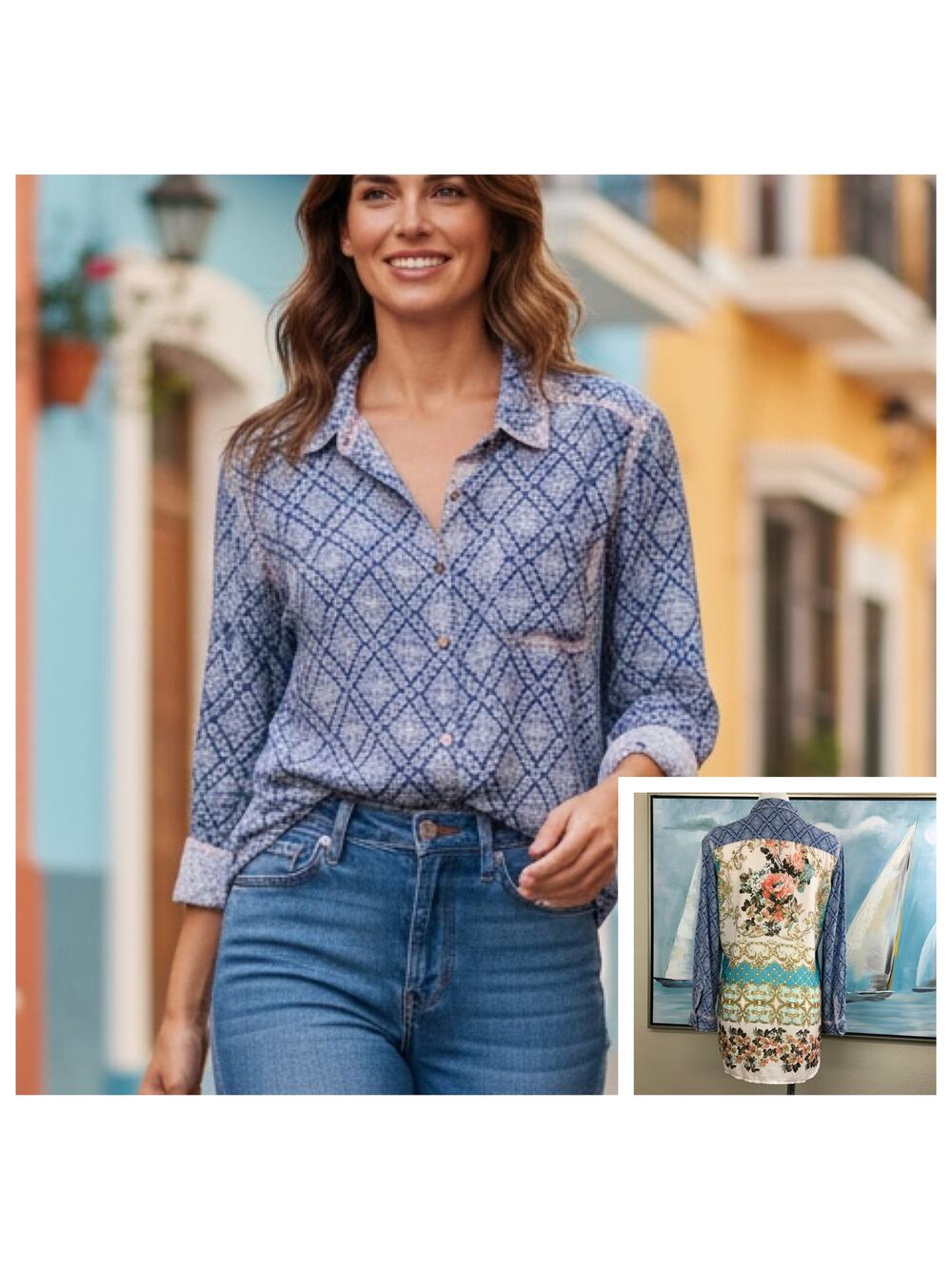 Aratta Silent Journey Button Down Blouse size med